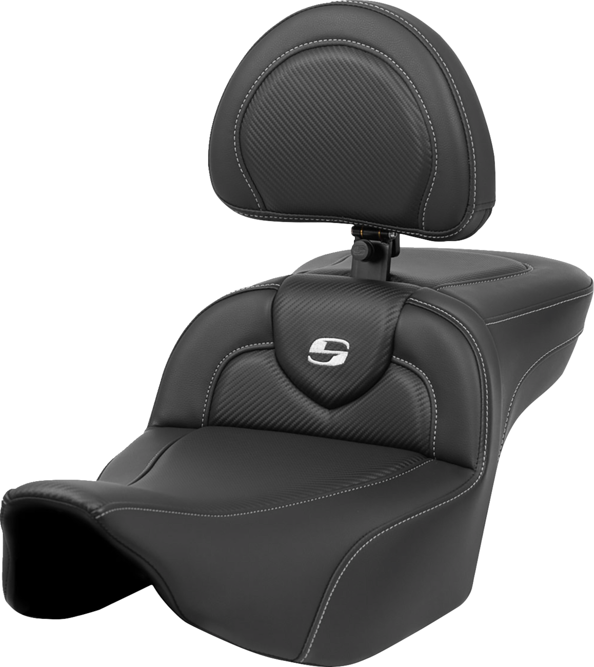 Asiento de fibra de carbono de alcance extendido Roadsofa™ - Asiento de alcance extendido Roadsofa™ - Fibra de carbono - Costura plateada/Logotipo plateado - con respaldo - FL '23-'24