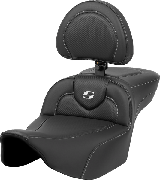 Asiento de fibra de carbono de alcance extendido Roadsofa™ - Asiento de alcance extendido Roadsofa™ - Fibra de carbono - Costura plateada/Logotipo plateado - con respaldo - FL '23-'24