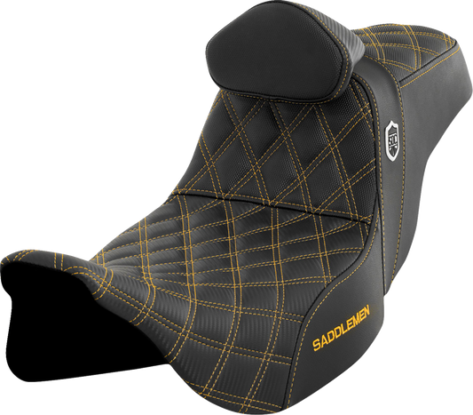Asiento Pro Series SDC Performance Grip - Asiento Pro Series SDC Performance - con respaldo - Gold Stitch - FLH/FLT '08-'25
