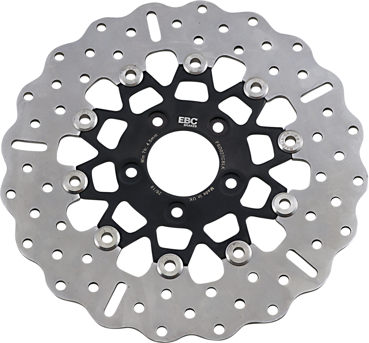 Rotor de freno delantero de acero inoxidable serie FSD para Big Twins - Rotor de freno - Portador negro