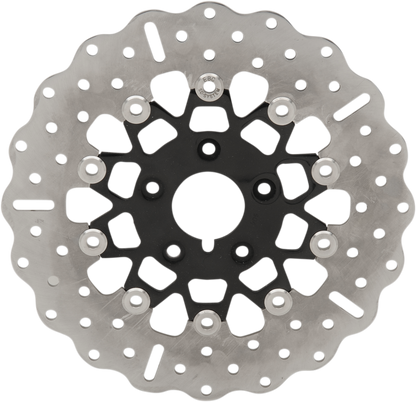 Rotor de freno delantero de acero inoxidable serie FSD para Big Twins - Rotor de freno - Portador negro
