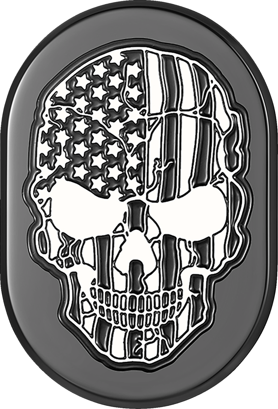 Cubierta de antena - Cubierta de antena - Guardabarros trasero derecho - Cráneo de bandera estadounidense con corte en contraste - Negro