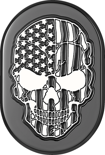 Cubierta de antena - Cubierta de antena - Guardabarros trasero derecho - Cráneo de bandera estadounidense con corte en contraste - Negro