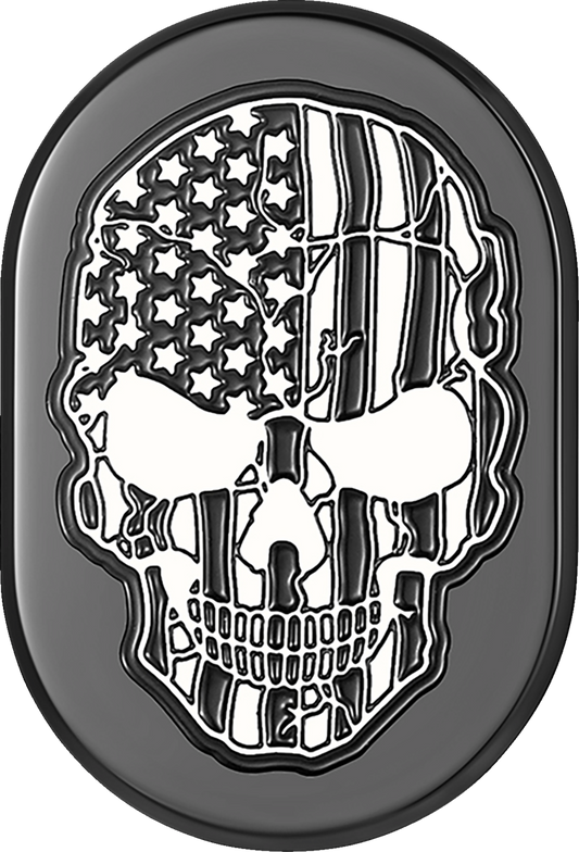 Cubierta de antena - Cubierta de antena - Guardabarros trasero derecho - Cráneo de bandera estadounidense con corte en contraste - Negro
