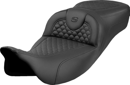 Asiento Dragon Scale Stitch RoadSofa™ - Asiento de alcance extendido Roadsofa™ - Dragon Scale Stitch - Punto negro - sin respaldo - FLH/FLT '08-'24