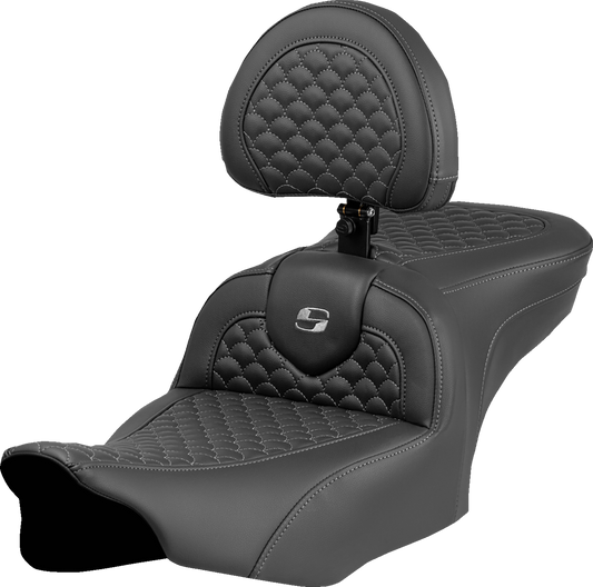 Asiento Dragon Scale Stitch RoadSofa™ - Asiento Roadsofa™ - Dragon Scale Stitch - Punto gris - con respaldo - FLTR/FLHX '23-'24