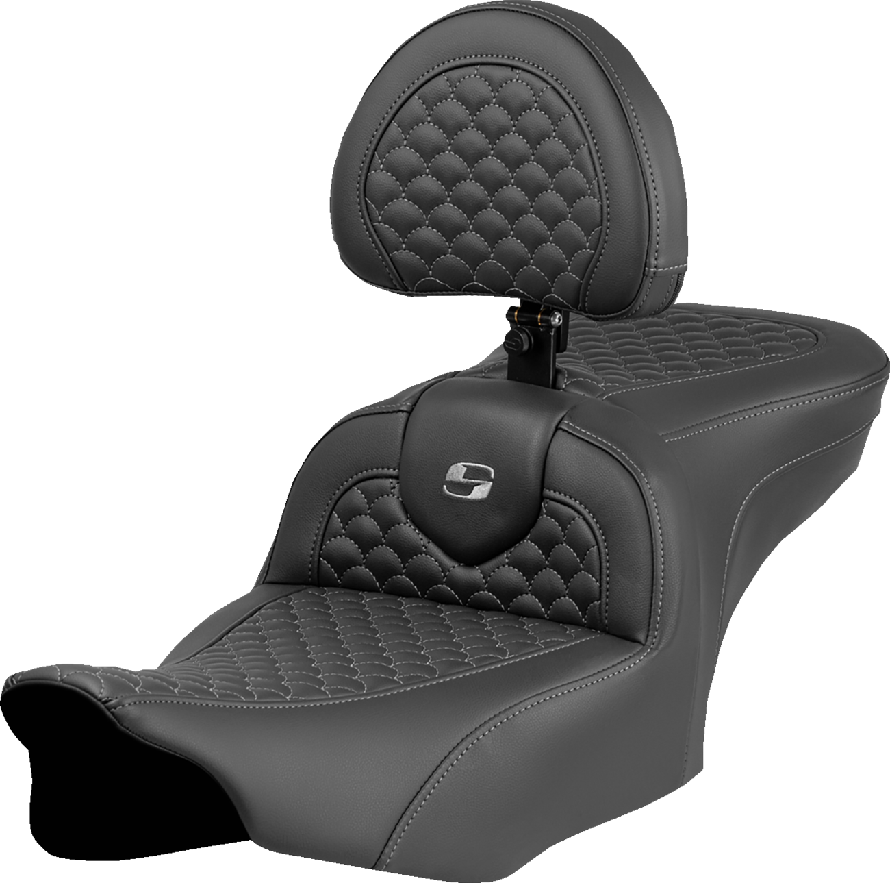 Asiento Dragon Scale Stitch RoadSofa™ - Asiento Roadsofa™ - Dragon Scale Stitch - Punto gris - con respaldo - FLTR/FLHX '23-'24