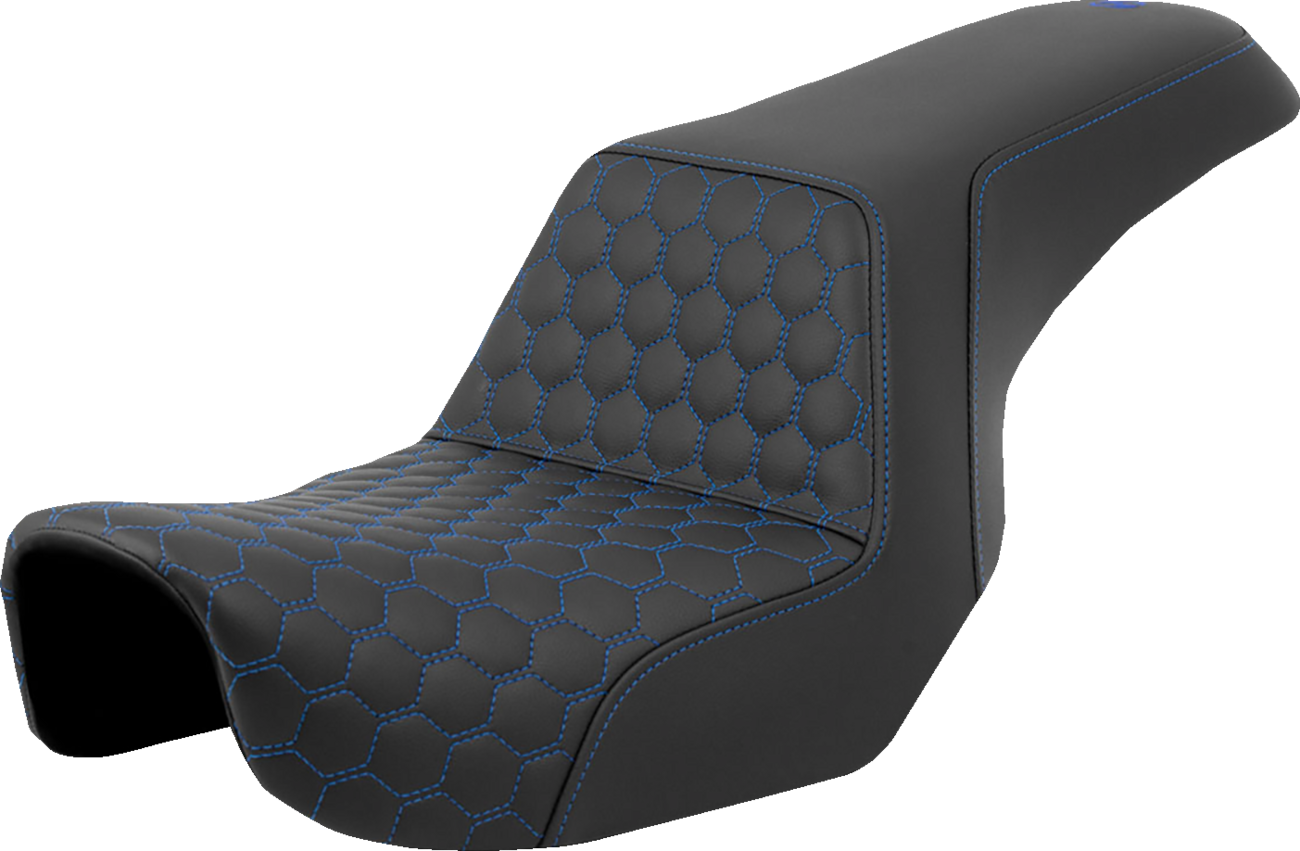 Asiento elevado tipo panal - Asiento elevado - Panal - Costuras azules - Dyna '06-'17