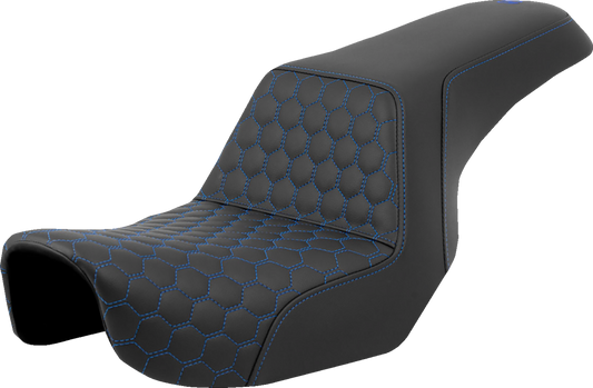 Asiento elevado tipo panal - Asiento elevado - Panal - Costuras azules - Dyna '06-'17