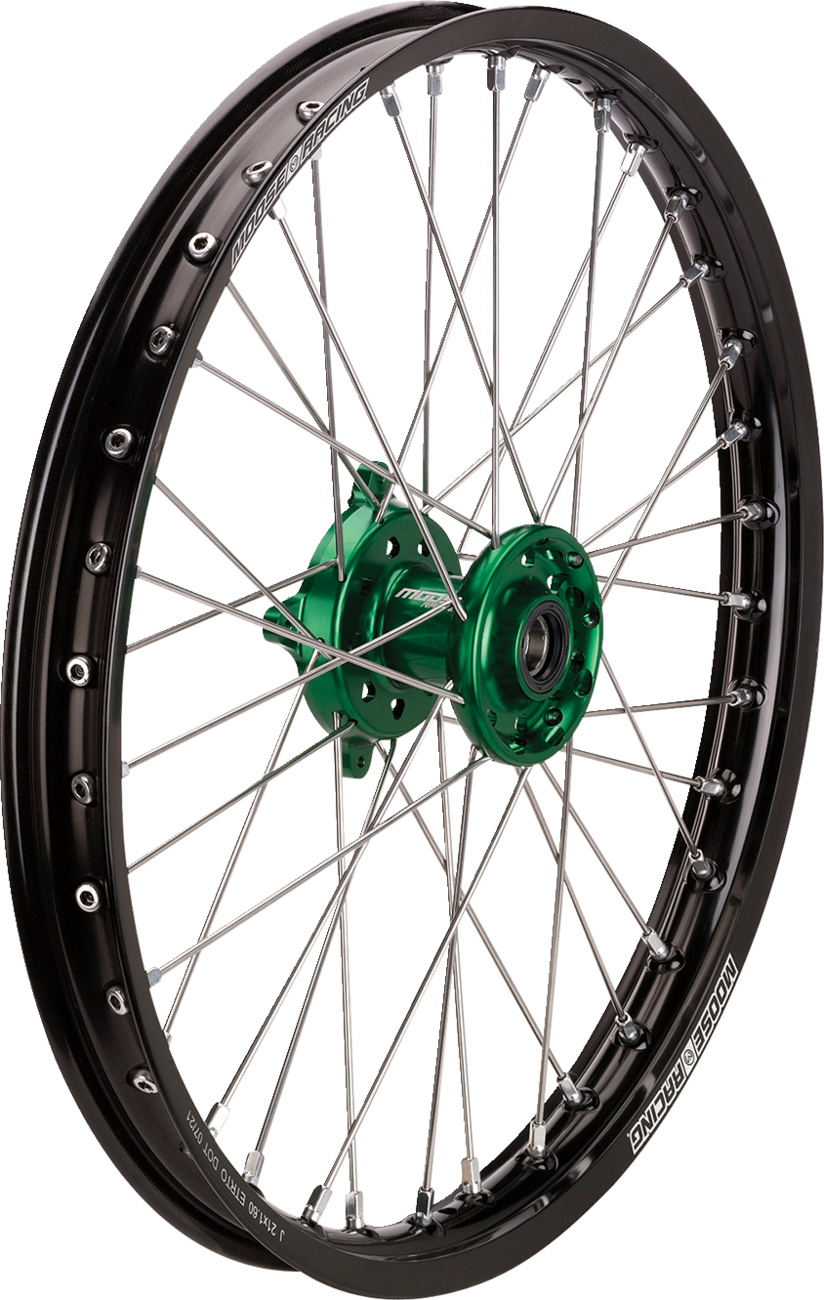 Rueda completa SX-1 - Conjunto de ruedas - SX-1 - Completa - Delantera - Rueda negra/Buje verde - 21x1.6 - Kawasaki KX