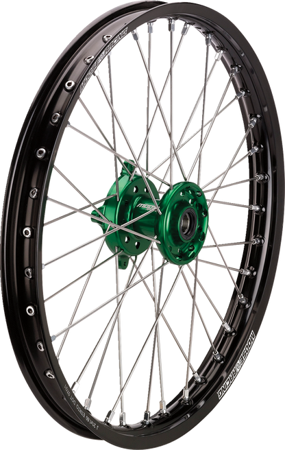 Rueda completa SX-1 - Conjunto de ruedas - SX-1 - Completa - Delantera - Rueda negra/Buje verde - 21x1.6 - Kawasaki KX