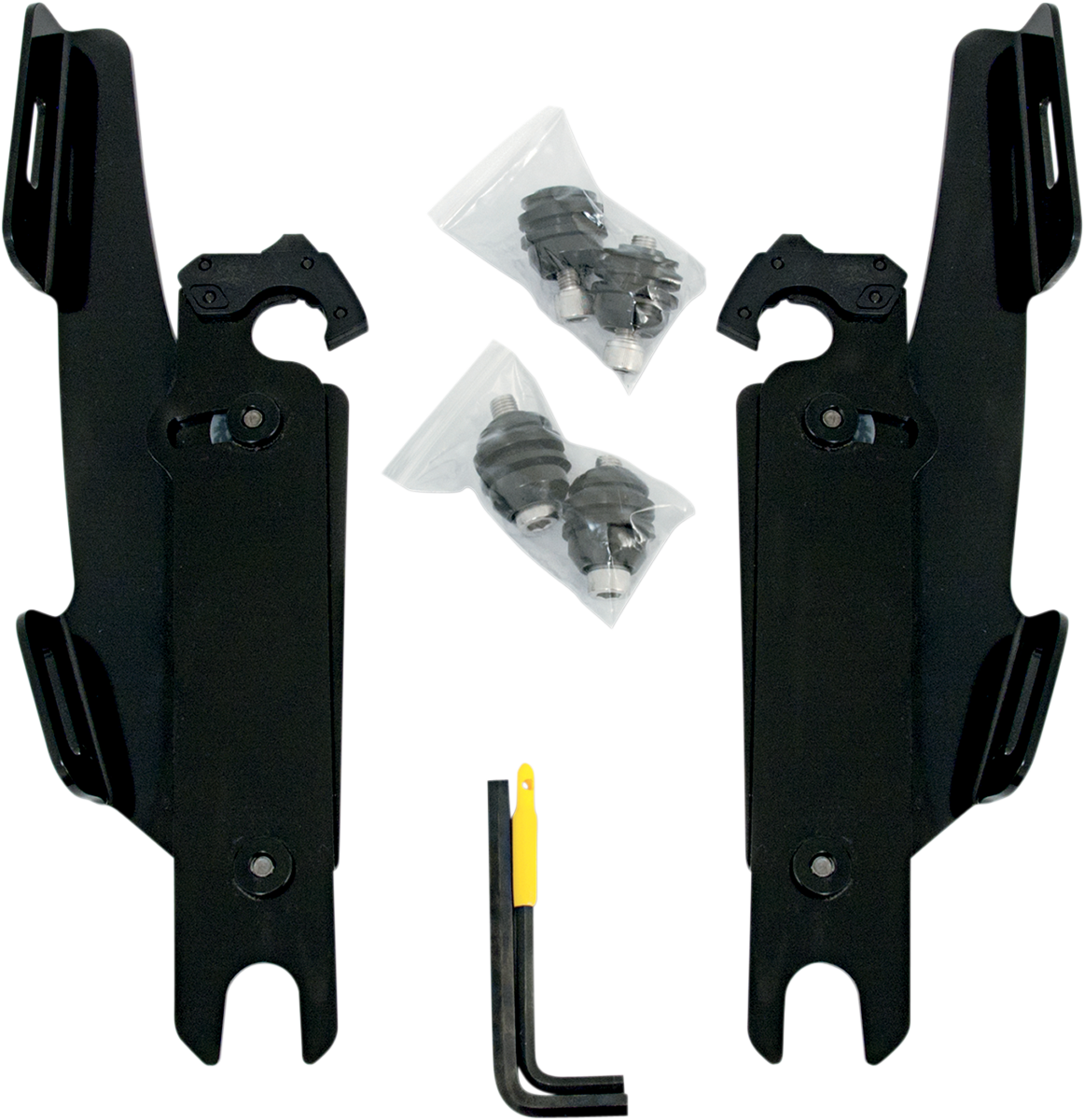 Kit de montaje completo con bloqueo de gatillo para parabrisas Fats/Slim - Kit de hardware - Negro - Sin barra de luces - Negro