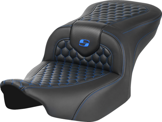 Asiento Honeycomb Roadsofa™ - Asiento Roadsofa™ - sin respaldo - Honeycomb - Costura azul - FLTR/FLHX '23-'24