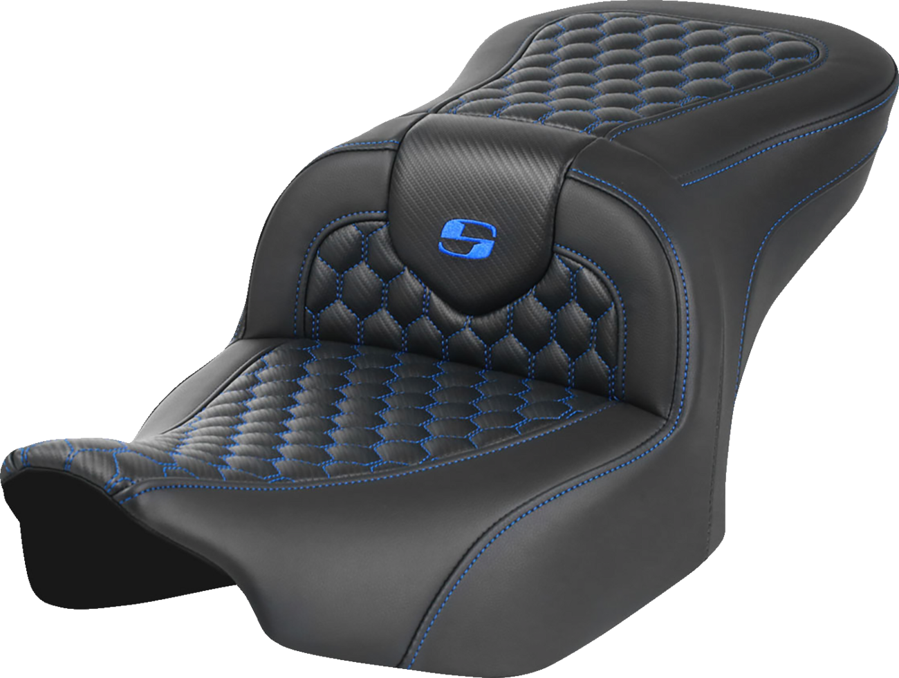 Asiento Honeycomb Roadsofa™ - Asiento Roadsofa™ - sin respaldo - Honeycomb - Costura azul - FLTR/FLHX '23-'24