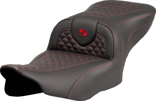 Asiento Dragon Scale Stitch RoadSofa™ - Asiento Roadsofa™ - Dragon Scale Stitch - Punto rojo - sin respaldo - FLTR/FLHX '23-'24