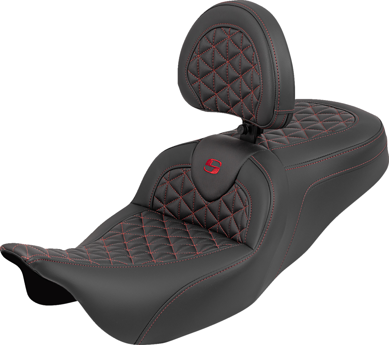 Asiento RoadSofa™ Tri Gripper - Asiento RoadSofa™ Tri Gripper - Alcance estándar - Costura roja - con respaldo - FLH/FLT '08-'25