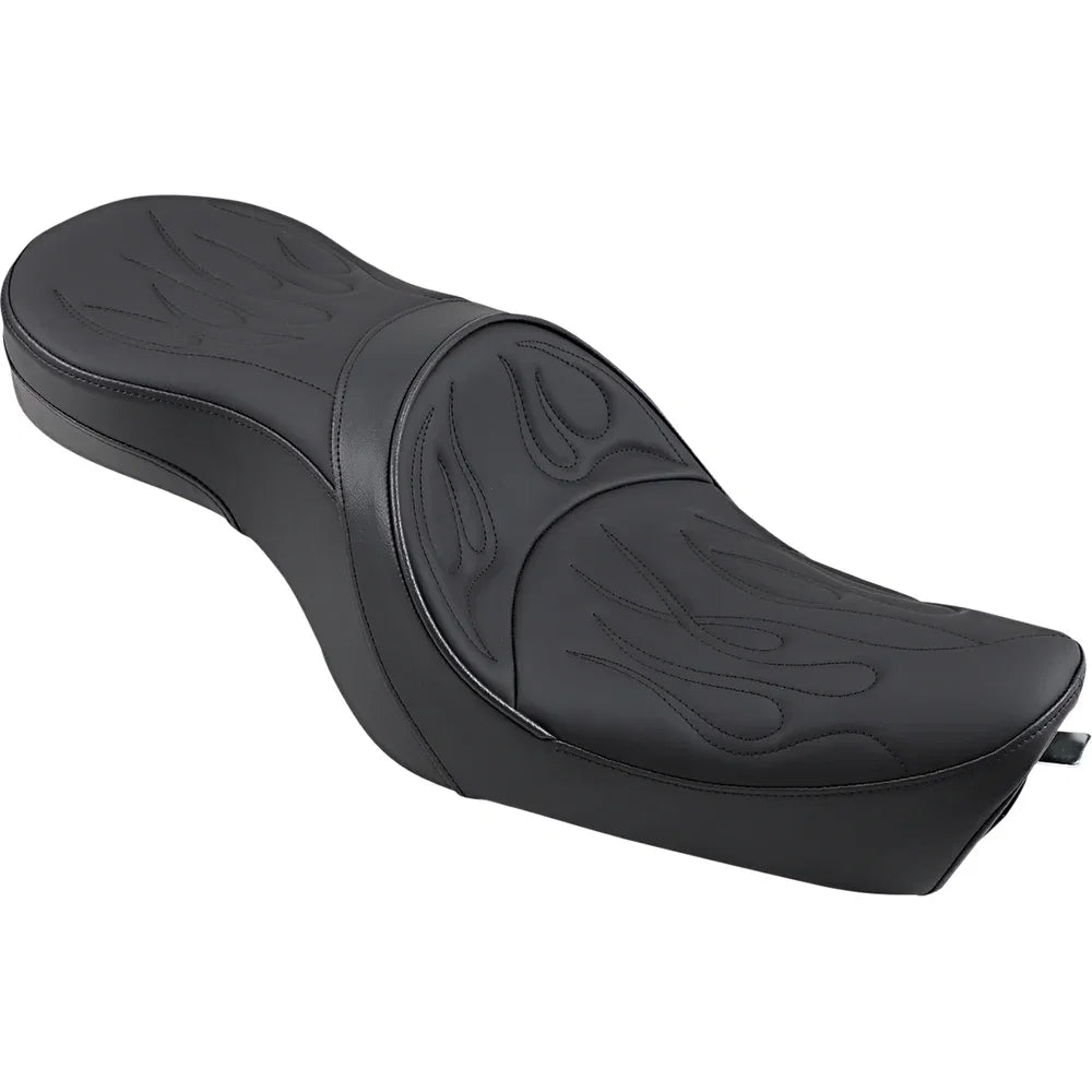 Asiento touring de perfil bajo: cosido con llamas
