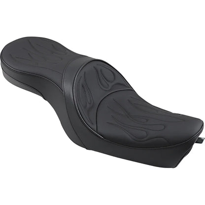Asiento touring de perfil bajo: cosido con llamas