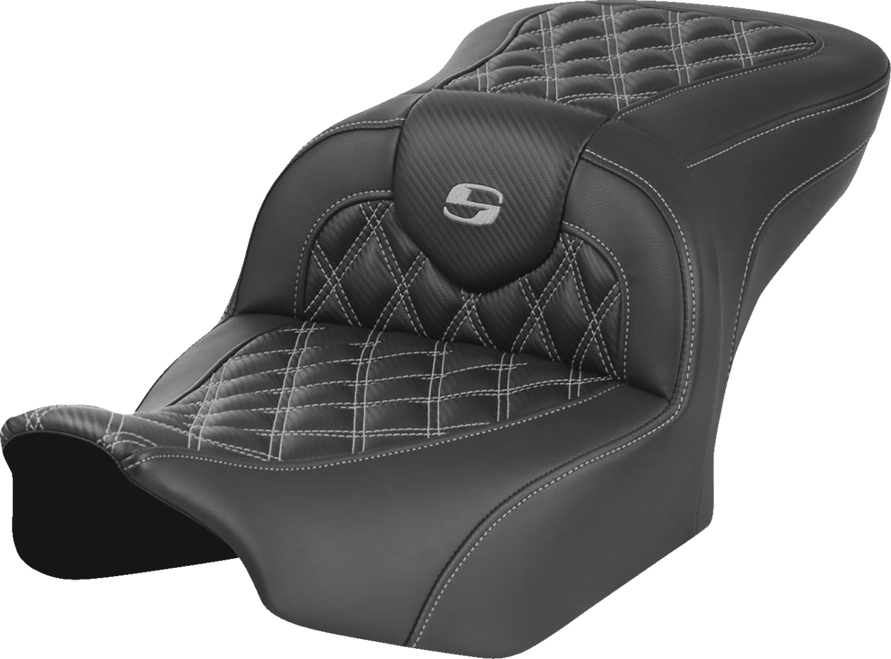 Asiento Roadsofa™ con costura de celosía - Asiento RoadSofa™ - sin respaldo - Fibra de carbono - Costura de celosía - Costura gris - FLTR/FLHX '23-'24