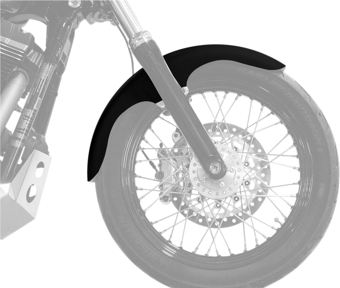 Guardabarros delantero serie Hugger con bloques de montaje para Softail/Dyna - Kit de guardabarros Klub - con bloques satinados - Acero - 19"