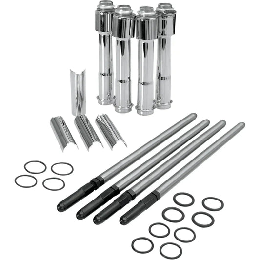 Kit de cubierta de varilla de empuje ajustable con cubiertas cromadas