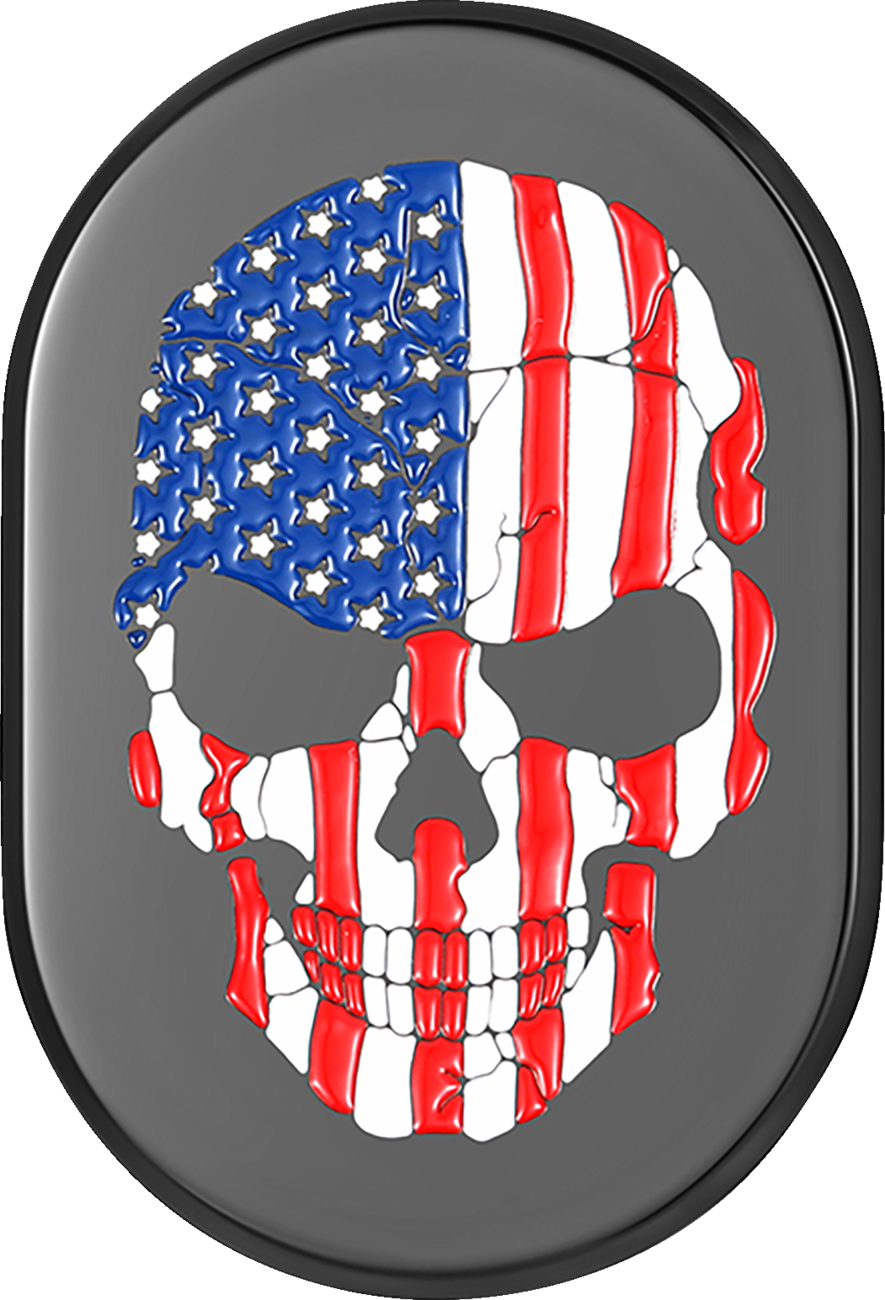 Cubierta de antena - Cubierta de antena - Guardabarros trasero derecho - Calavera con bandera estadounidense - Negro