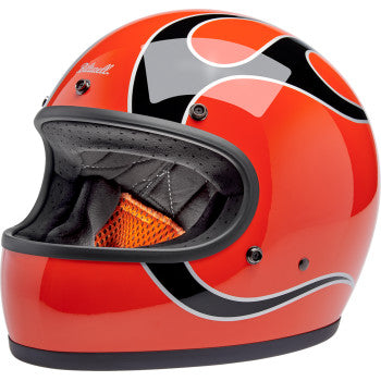 Casco Biltwell Gringo - Flames - Competition Orange