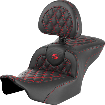 Asiento Roadsofa™ con costura de celosía - Asiento RoadSofa™ - con respaldo - Costura de celosía - Costura roja - FLTR/FLHX '23-'24