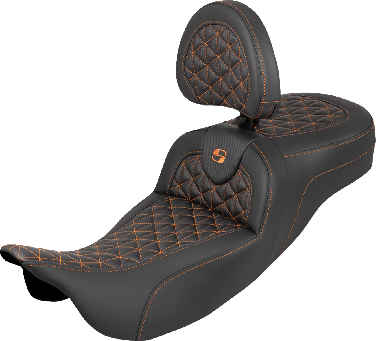 Asiento con tres agarres RoadSofa™ de alcance extendido - Asiento con tres agarres RoadSofa™ - Alcance extendido - Costura naranja - con respaldo - FLH/FLT '08-'25