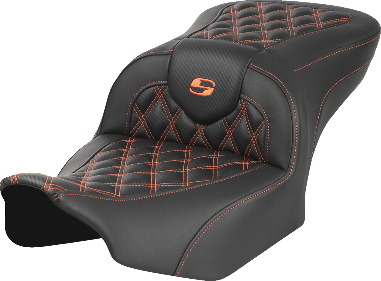Asiento Roadsofa™ con costura de celosía - Asiento RoadSofa™ - sin respaldo - Fibra de carbono - Costura naranja - FL/FX '23-'24