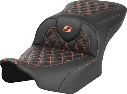 Asiento Roadsofa™ con costura de celosía - Asiento RoadSofa™ - sin respaldo - Fibra de carbono - Costura naranja - FL/FX '23-'24