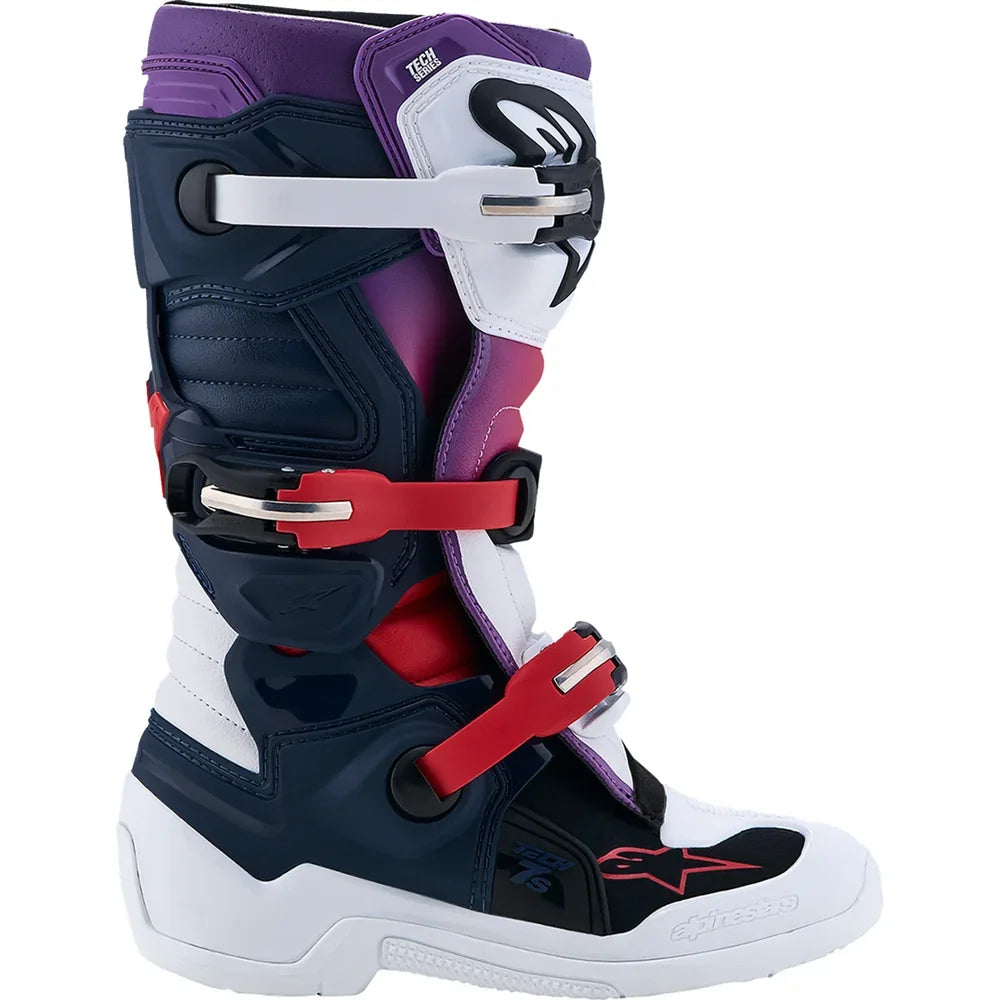 Botas Alpinestars Youth Tech 7S Dark Blue/White/Black/Purple