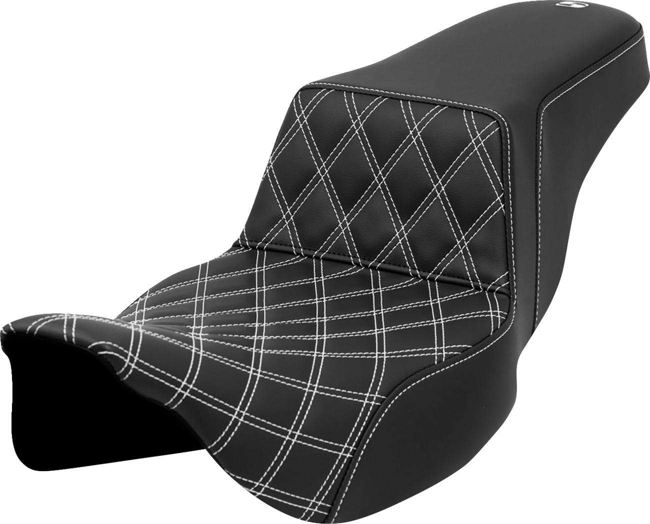 Asiento elevado con costura de celosía - Asiento elevado - Costura de celosía delantera - Costura blanca - Alcance extendido - FLH/FLT '08-'23