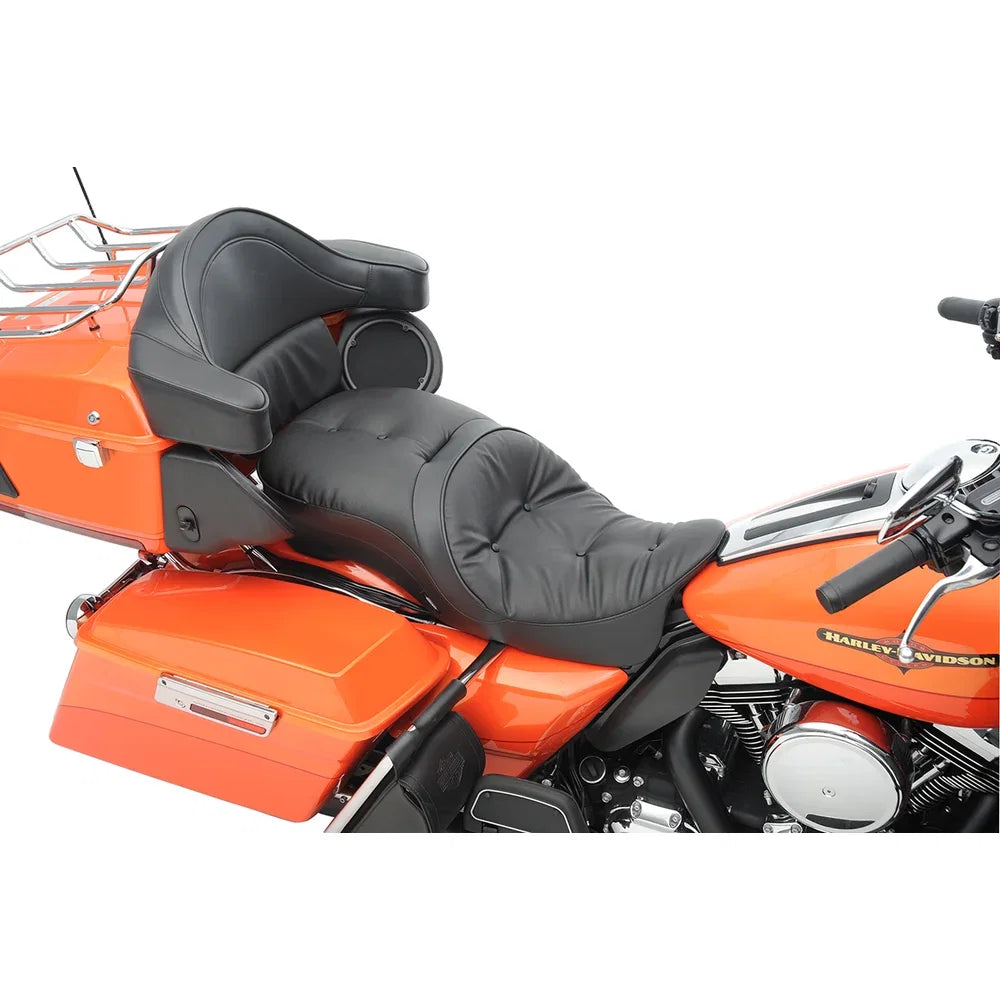 Asiento touring de cuero para 2 personas compatible con respaldo: almohada