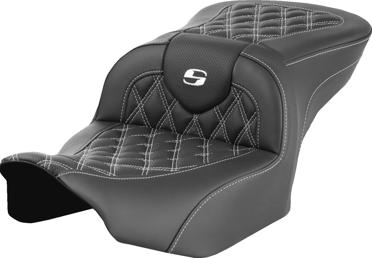 Asiento Roadsofa™ con costura de celosía - Asiento RoadSofa™ - sin respaldo - Costura de celosía - Costura blanca - FLTR/FLHX '23-'24