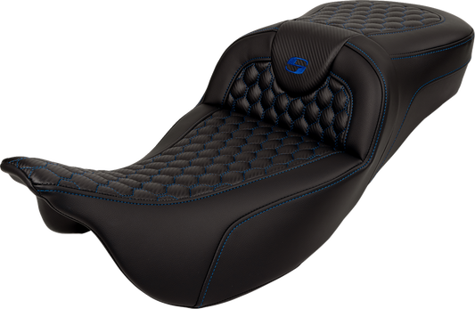 Asiento Honeycomb Roadsofa™ - Asiento RoadSofa™ - Honeycomb - Costura azul - Alcance extendido - sin respaldo - FLH/FLT '08-'24