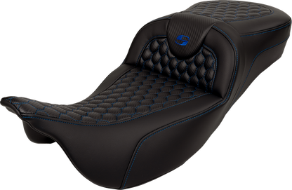 Asiento Honeycomb Roadsofa™ - Asiento RoadSofa™ - Honeycomb - Costura azul - Alcance extendido - sin respaldo - FLH/FLT '08-'24