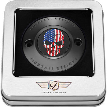 Cubierta FIGURATI DESIGNS de Inspeccion Derby- Skull - Negra (2 orificios)