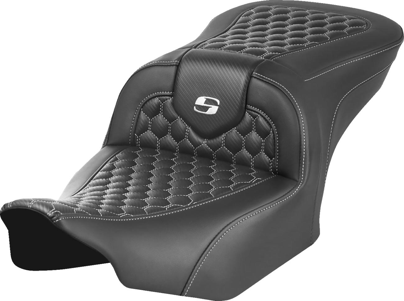 Asiento Honeycomb Roadsofa™ - Asiento Roadsofa™ - sin respaldo - Honeycomb - Costura blanca - FLTR/FLHX '23-'24
