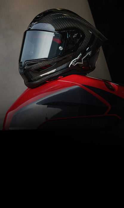 Casco Supertech R10 - Team - Negro/Rojo Carbón/Blanco Brillante