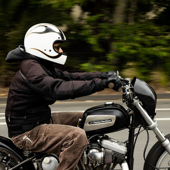 Casco Biltwell Gringo - flamas blanco/negro