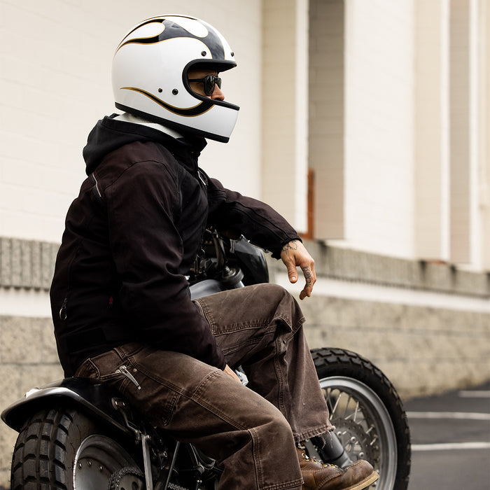 Casco Biltwell Gringo - flamas blanco/negro