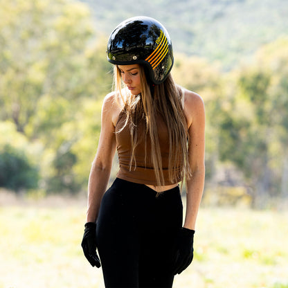 Casco bonanza lightspeed negro brillante/naranja/amarillo