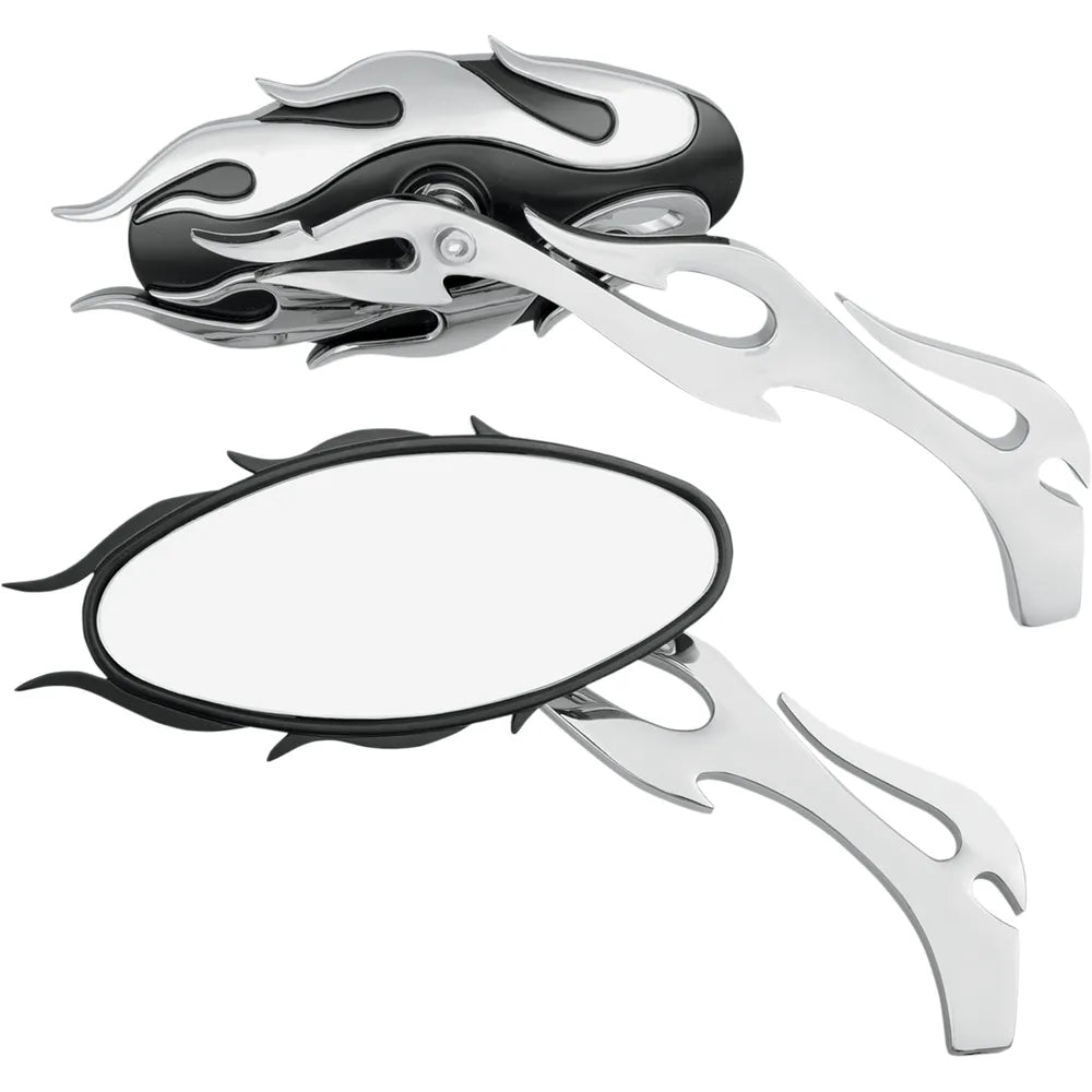Flame Oval Mirror - Black/Chrome