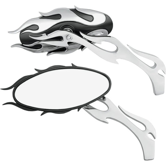 Flame Oval Mirror - Black/Chrome