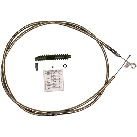 BYO™ Build Your Own™ Juego de cables de Clutch - 80" - Dyna/Softail - Acero inoxidable trenzado