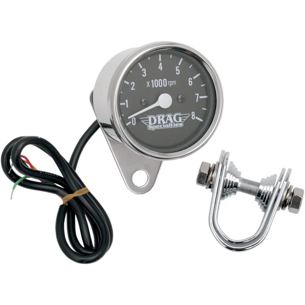 2.4" Mini Electronic Tach - Stainless Steel Housing - Backlit LED Black Face