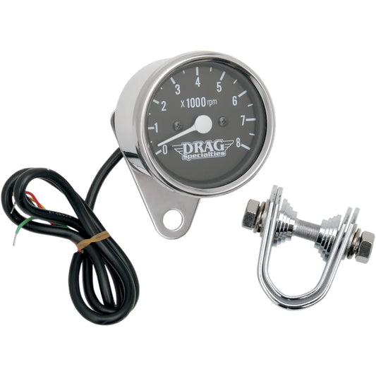 2.4" Mini Electronic Tach - Stainless Steel Housing - Backlit LED Black Face