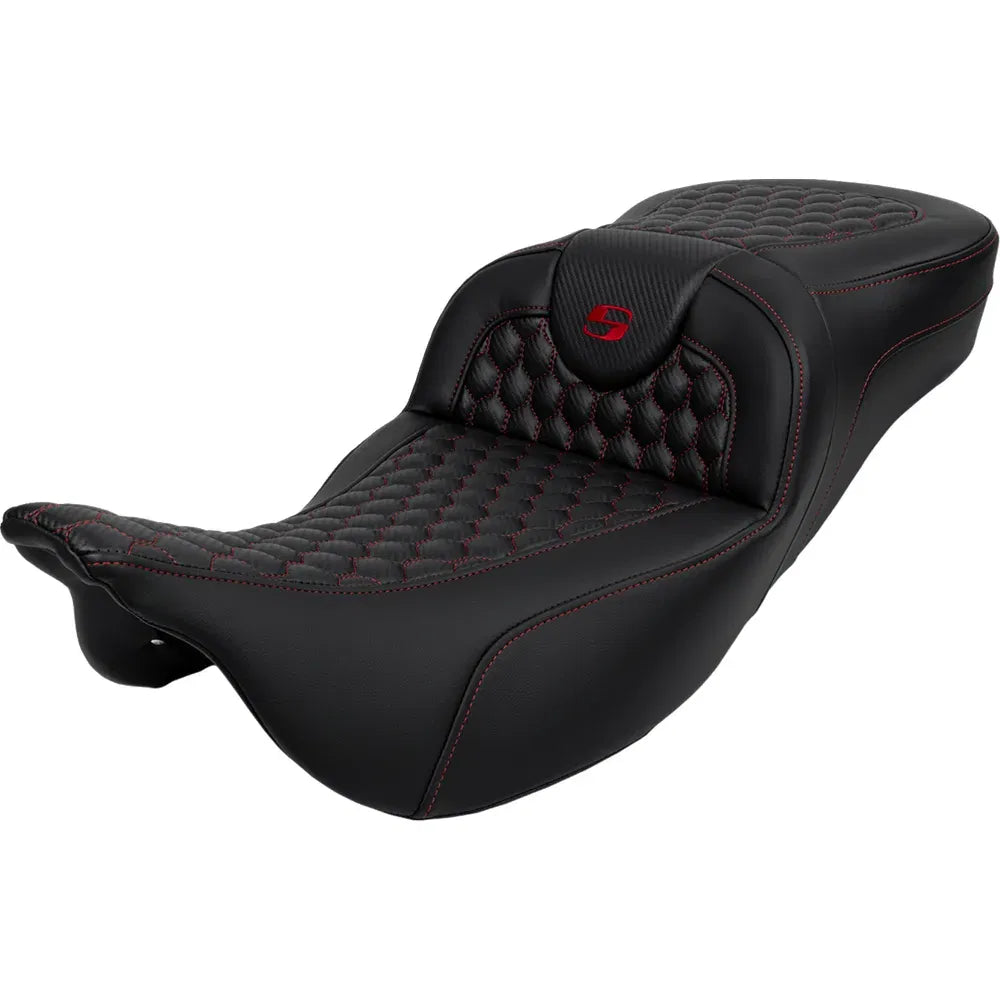 Asiento Honeycomb Roadsofa™ - Asiento RoadSofa™ - Honeycomb - Costura roja - Alcance extendido - sin respaldo - FLH/FLT '08-'24