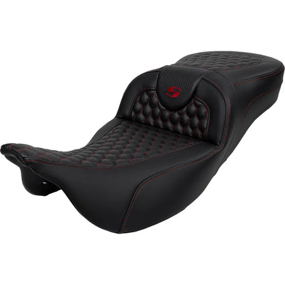 Asiento Honeycomb Roadsofa™ - Asiento RoadSofa™ - Honeycomb - Costura roja - Alcance extendido - sin respaldo - FLH/FLT '08-'24